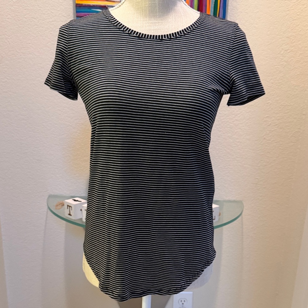lululemon athletica Black and White Striped Tee